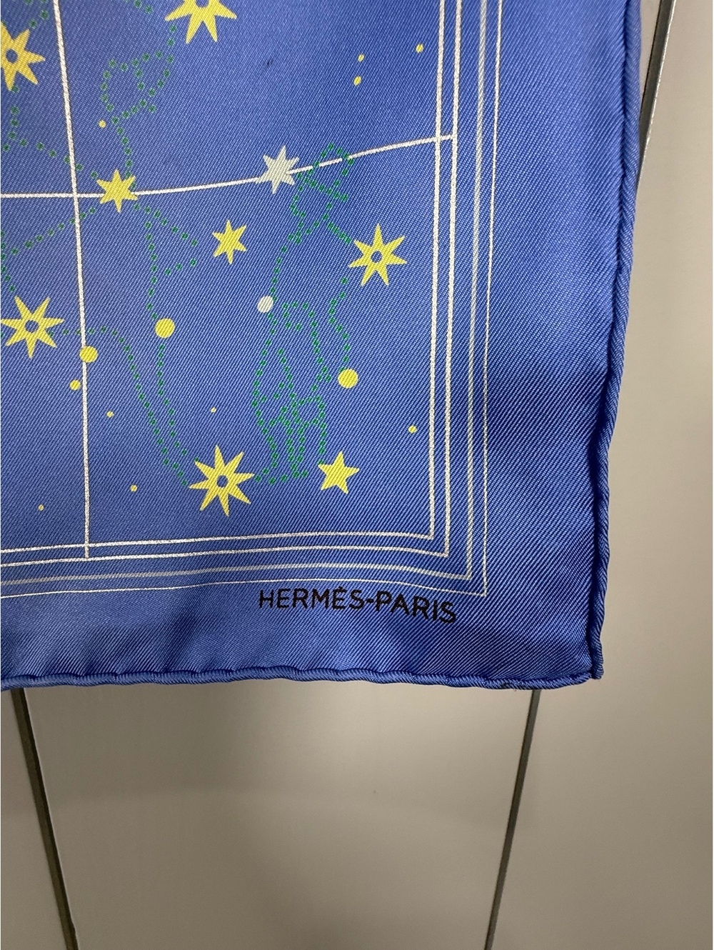 Hermès Paris Blue Silk Scarf pocket sq 45 cm Constellation